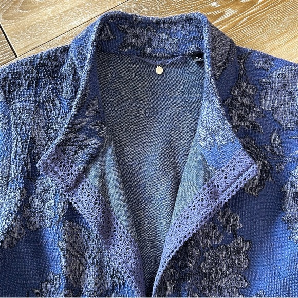Anthropologie Knitted & Knotted Jacquard Open Front Blazer Jacket Floral M - Picture 4 of 11